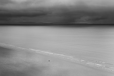 Pendine Sands lone angler, Carmarthenshire, Wales